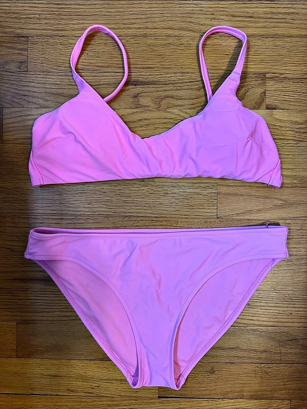 aerie Scoop Bikini Top and Bikini Bottom Pink Bikini Set Size Large NWT